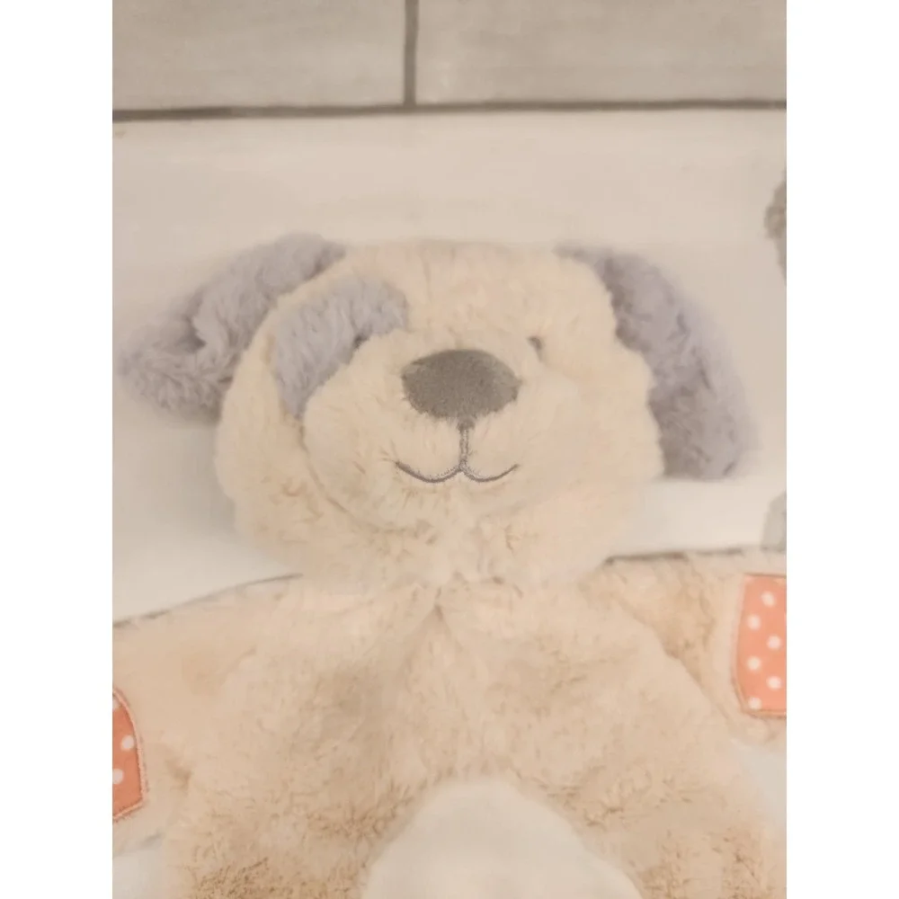 Animal Adventure Dog Puppy Lovey Security Blanket Cream Peach Polka Dot Knot